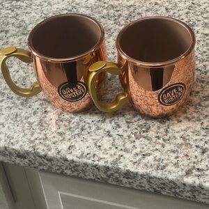 Copper Mugs with Gold Handles